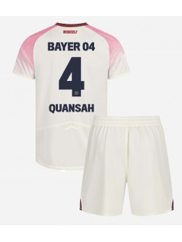 Bayer Leverkusen Jarell Quansah #4 Replika Borta Kläder Barn 2025-26 Kortärmad (+ byxor)